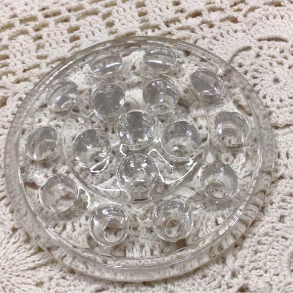 Vintage clear glass 16 hole flower frog. - Picture 3 of 4